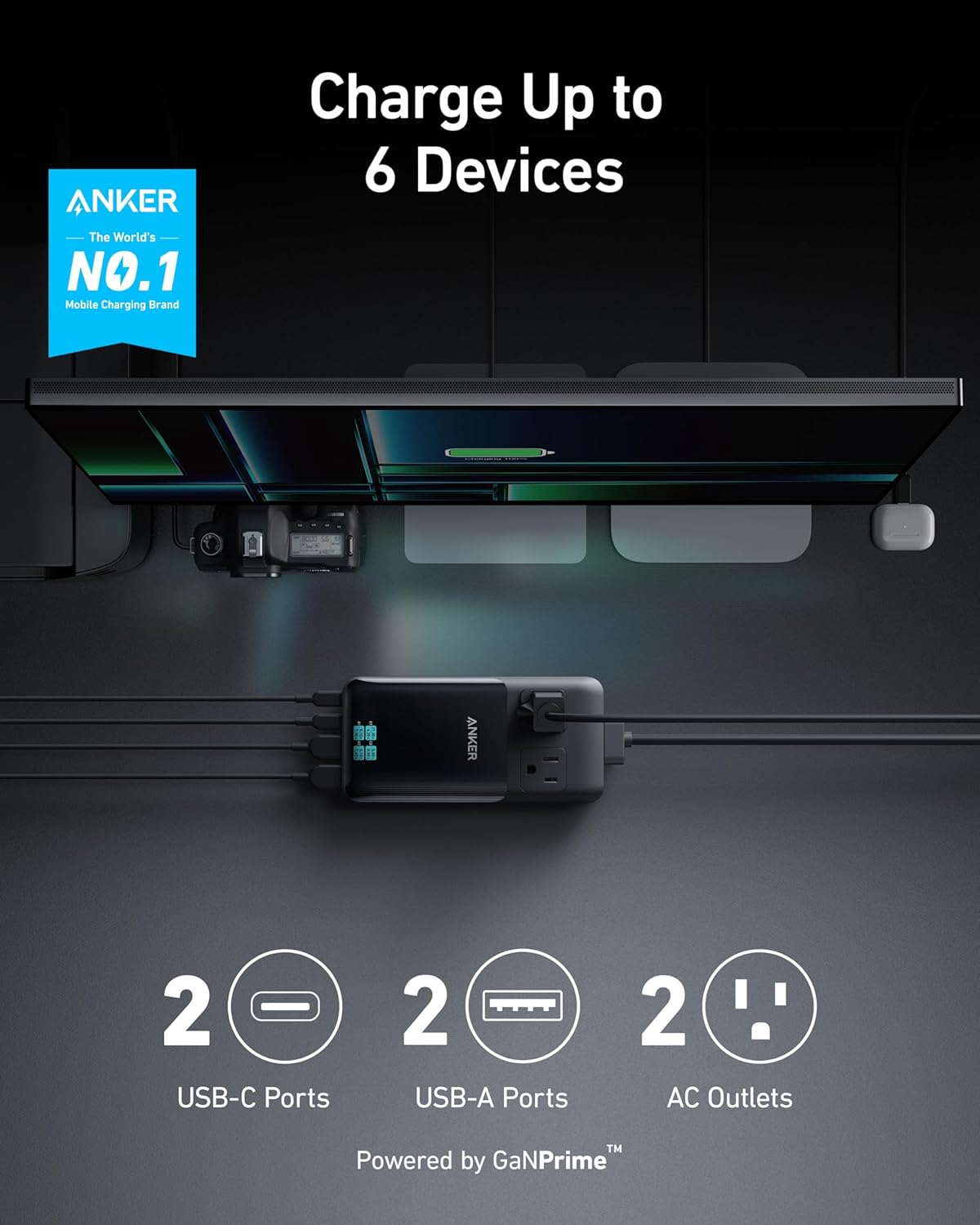 Anker Prime 6-in-1 USB C Charging Station, 140W Compact Power Strip - Image 5