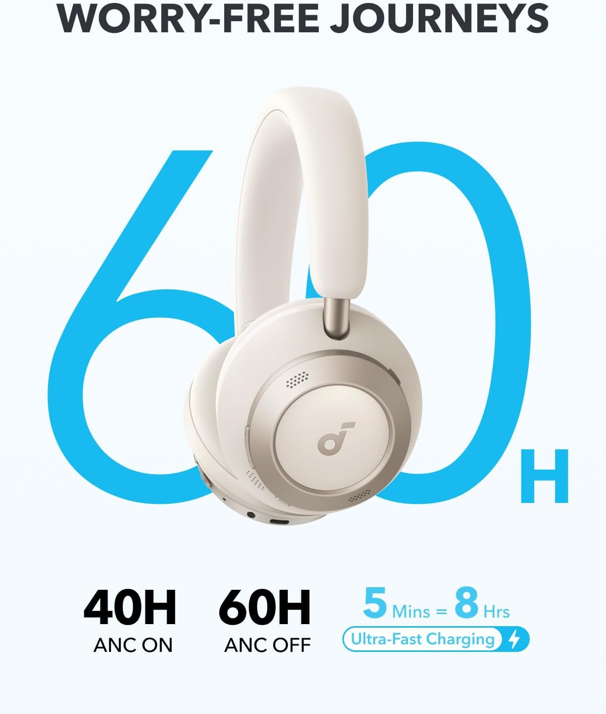 Soundcore Space One Pro by Anker, Adaptive Active Noise Cancelling Headphones - Image 2
